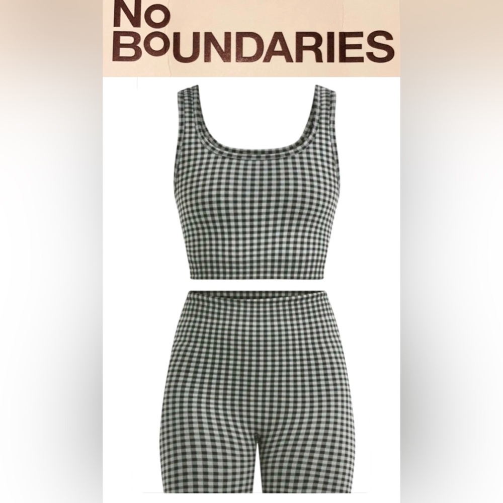 NO BOUNDARIES 2pc set Cropped Tank Top and Bike Shorts SIZE L  NWT